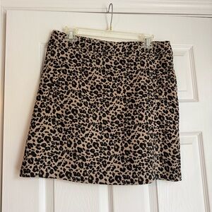 LOFT Leopard Print Mini Skirt - Beige and Black